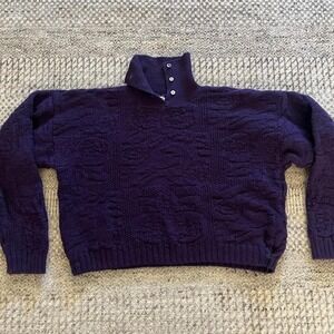 Y2K Esprit knit wool pullover button neck textured fisherman sweater